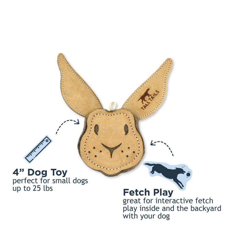 Tall Tails Dog Natural Leather Scrappy Fetch Toy for Dogs, Rabbit - Image 2
